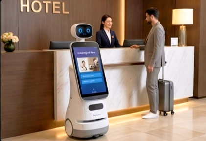 Robot at hotel reception