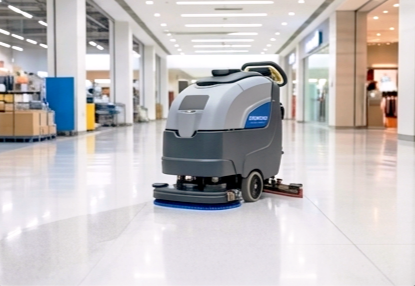 Cleaning robot on retail floor